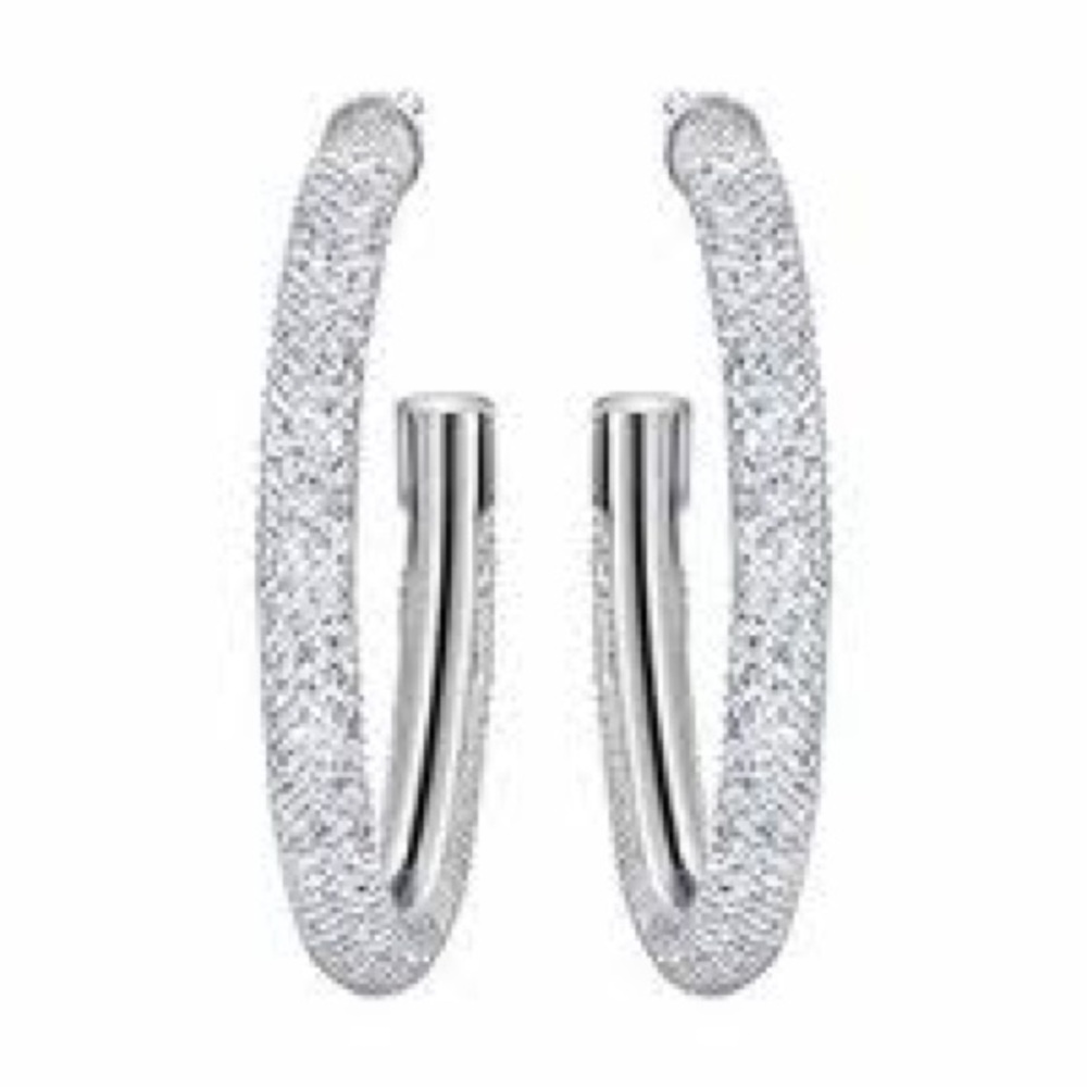 Swarovski Stardust Crystal Silver Hoop Earrings